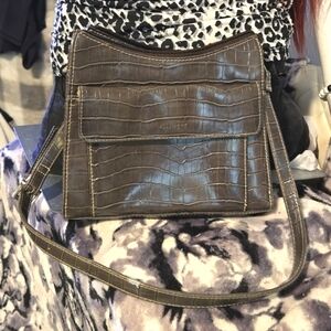 Y2K Grey Alligator Skin Purse & Wallet Bag ~ Vegan Leather Shoulder Bag